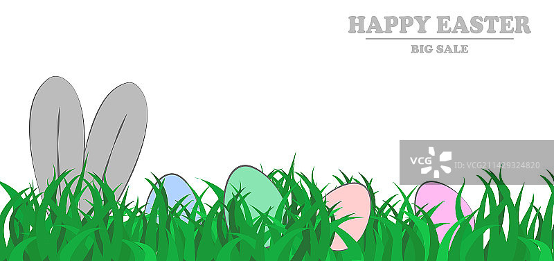 绿色复活节兔子和彩蛋banner图片素材
