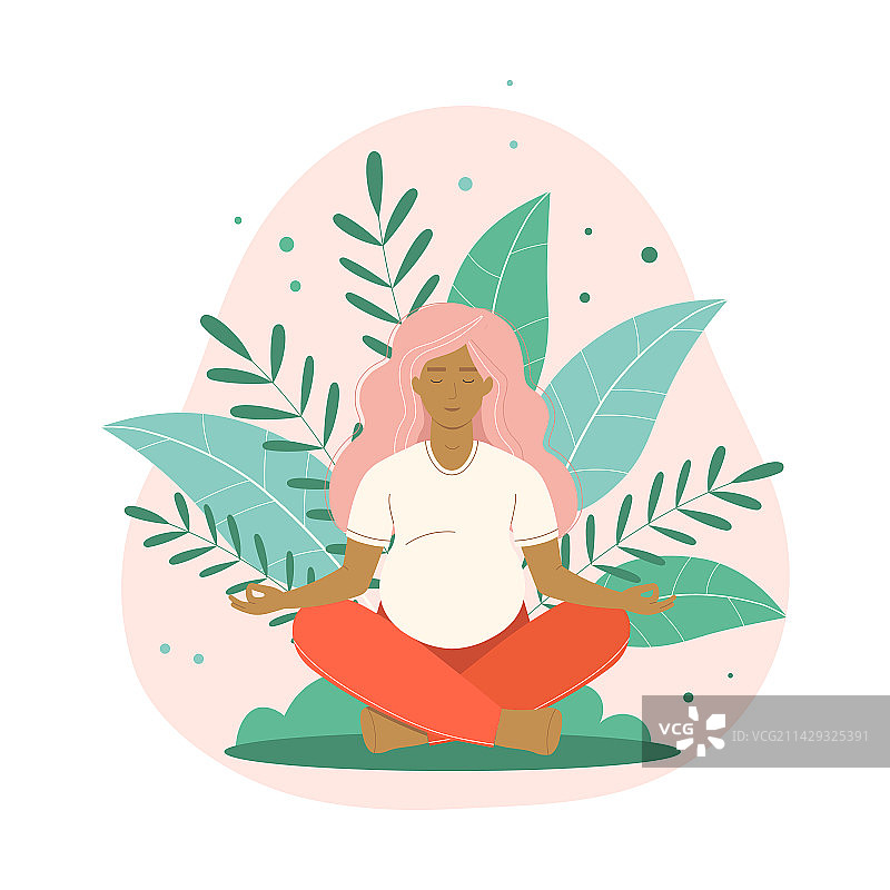 孕妇冥想瑜伽场景图片素材