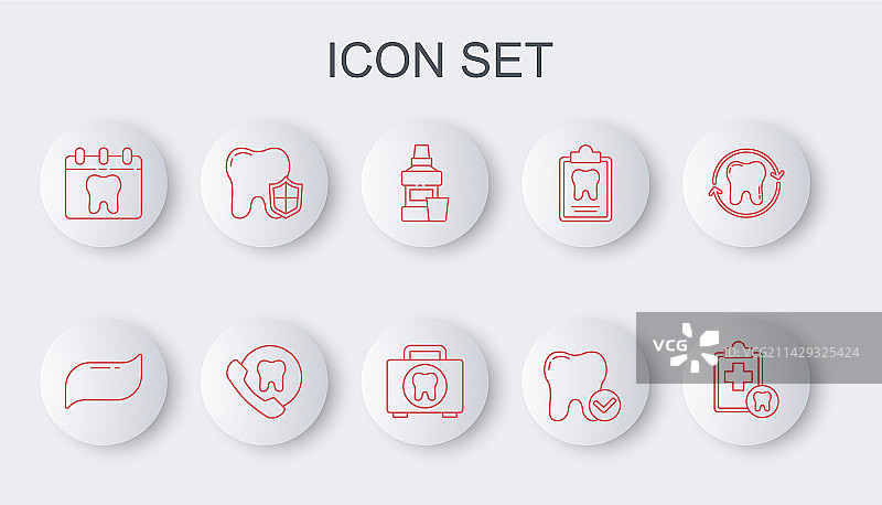 牙科护理用品线条集合图片素材