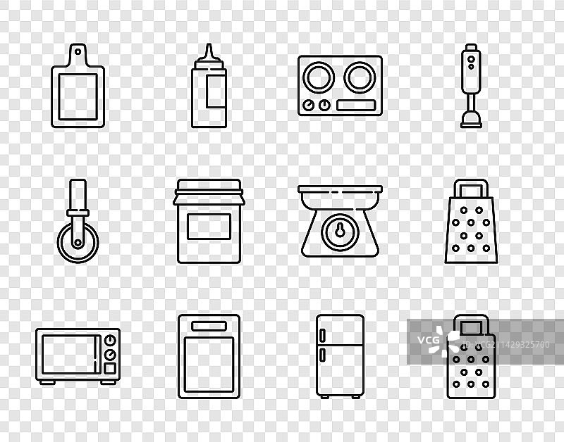成套线条微波炉、刨丝器、燃气灶图片素材