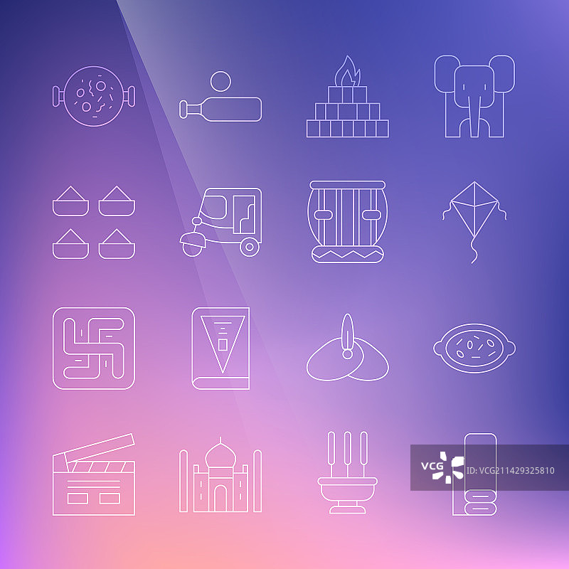 印度纺织物米饭布丁碗线条组合图片素材