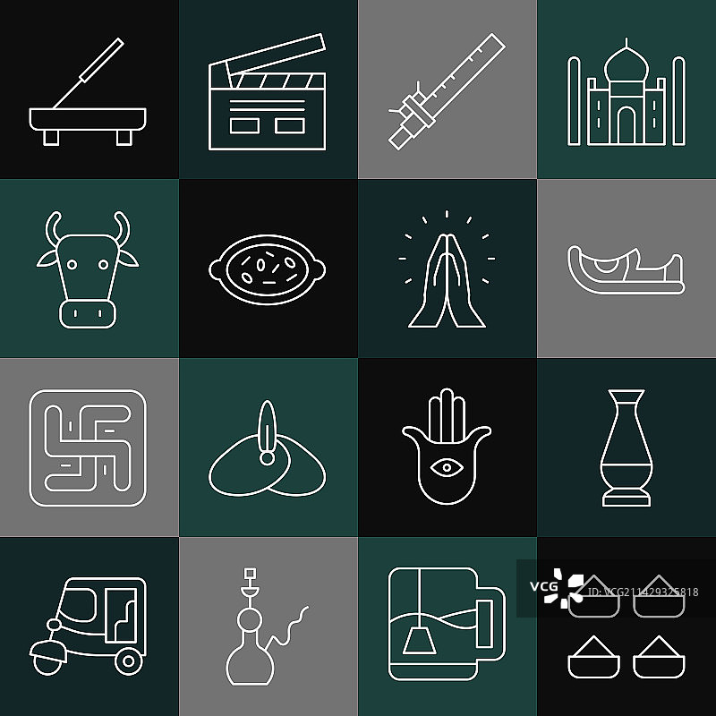 印度香料、花瓶、鞋子和竹笛图片素材