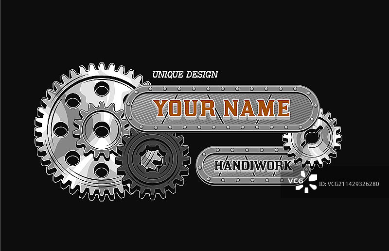复古银色钢制齿轮标签图片素材