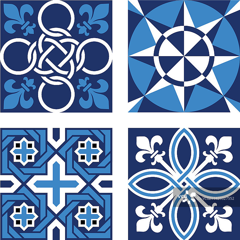 蓝色复古装饰图案图片素材