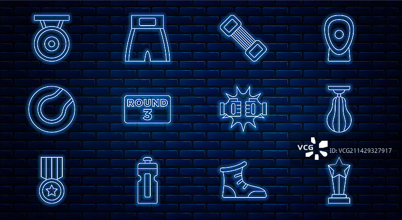 奖杯、拳击沙袋、扩胸器图片素材