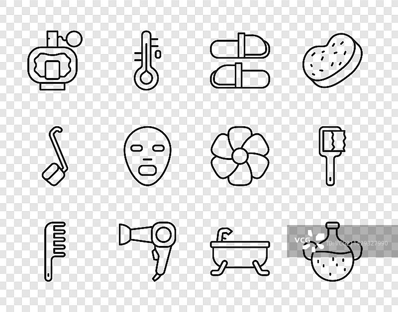 发刷、精油瓶和桑拿图片素材