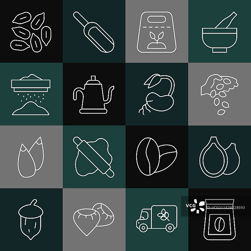 线条包：咖啡豆、南瓜籽、种子图片素材