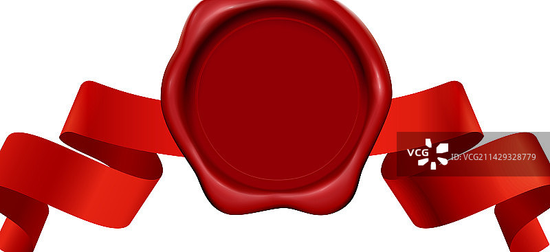 红色丝带印章构图图片素材