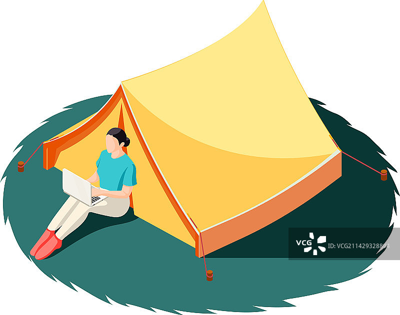 帐篷营地下坡骑行场景图片素材