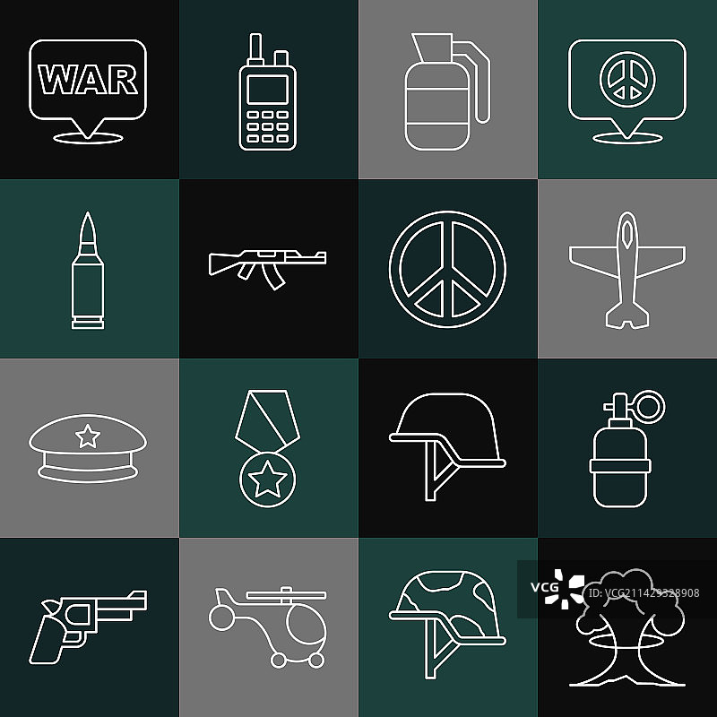 线条核爆炸手榴弹飞机图标图片素材