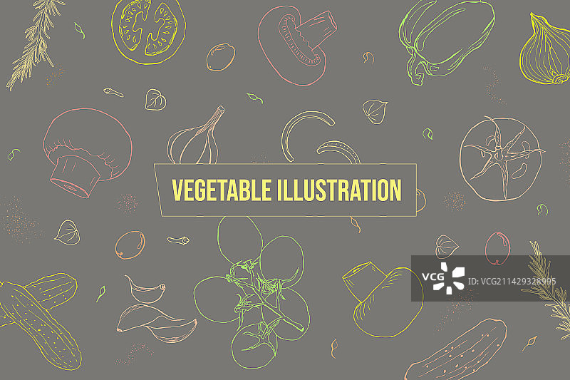 蔬菜素描风格线条艺术图片素材