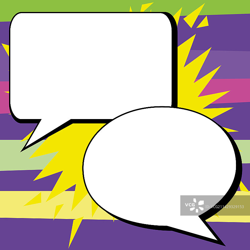 两个用于文本的大型白色空白对话气泡图片素材