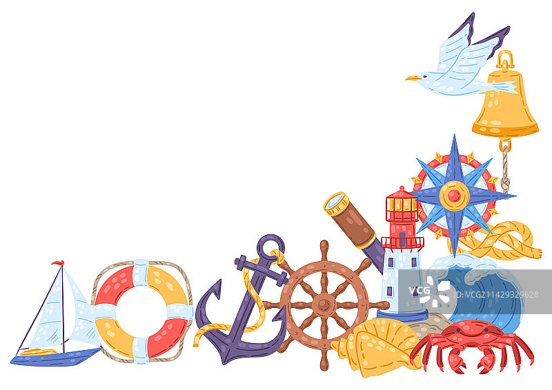 航海符号和海洋物品背景图片素材