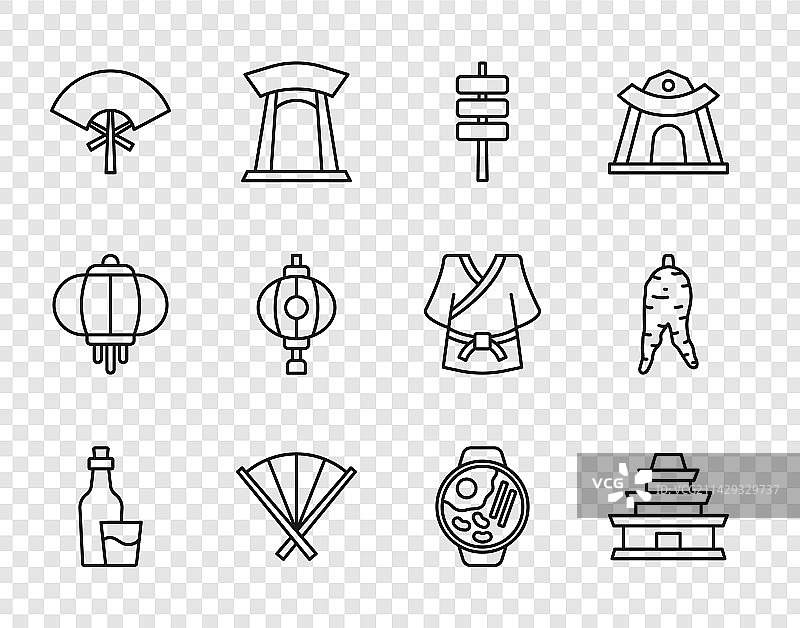 韩国烧酒瓶美食炒年糕线条设计图片素材