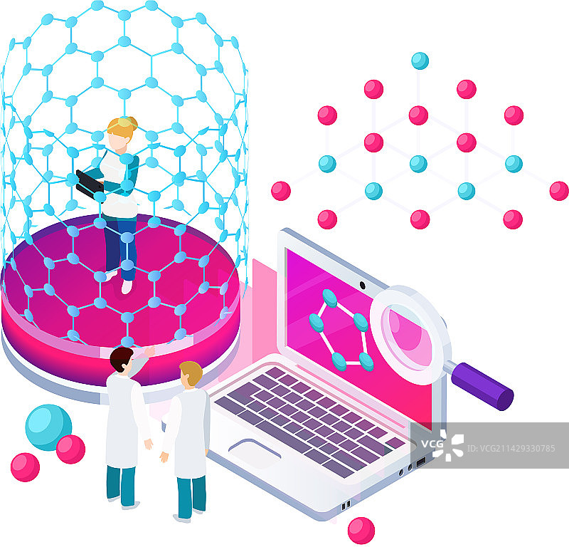 分子网络2.5D组合图片素材