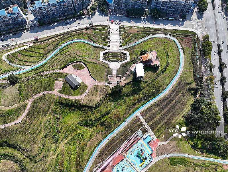 四川省广安市广安市民广场五一公园航拍图片素材