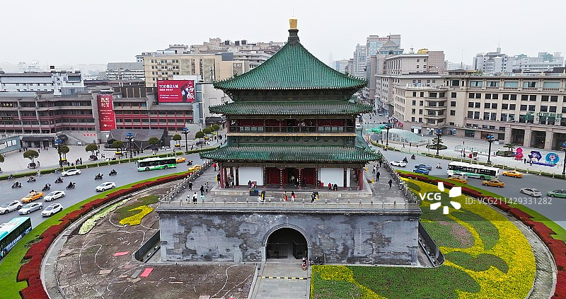 西安钟楼航拍图片素材