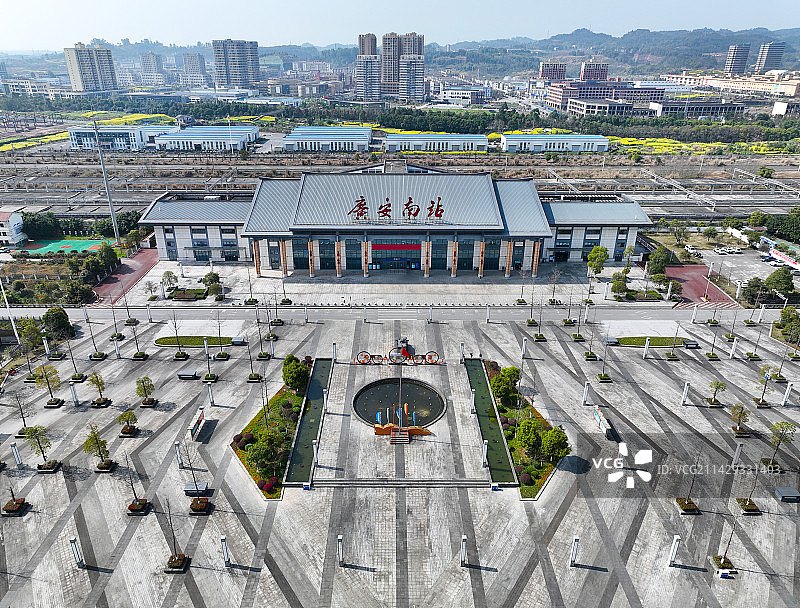 四川省广安市广安区广安南站航拍图片素材