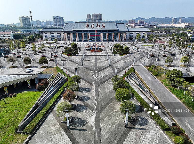 四川省广安市广安区广安南站航拍图片素材
