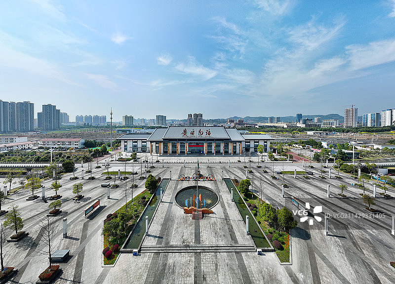 四川省广安市广安区广安南站航拍图片素材