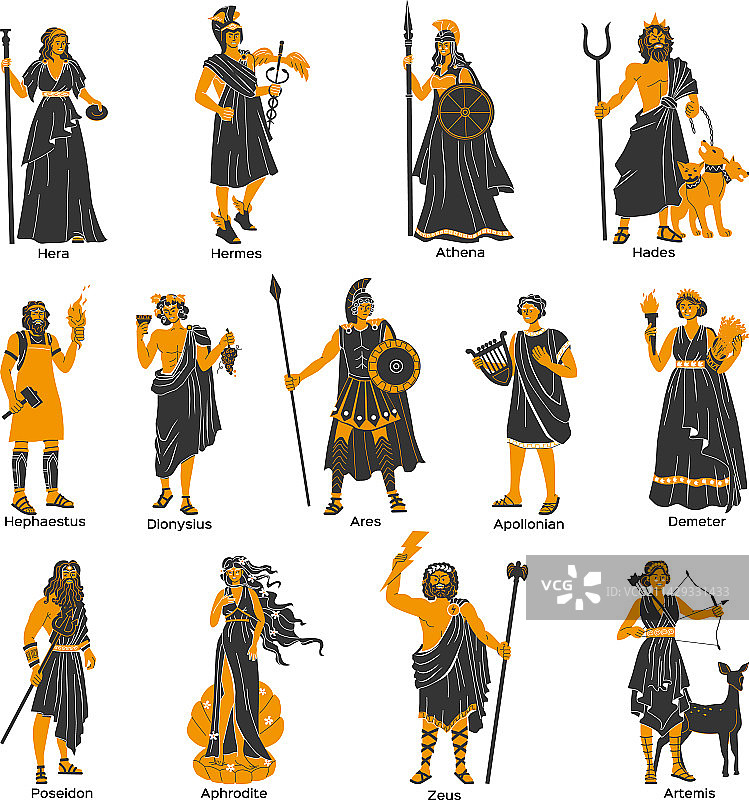 奥林匹斯众神（扁平风格）图片素材