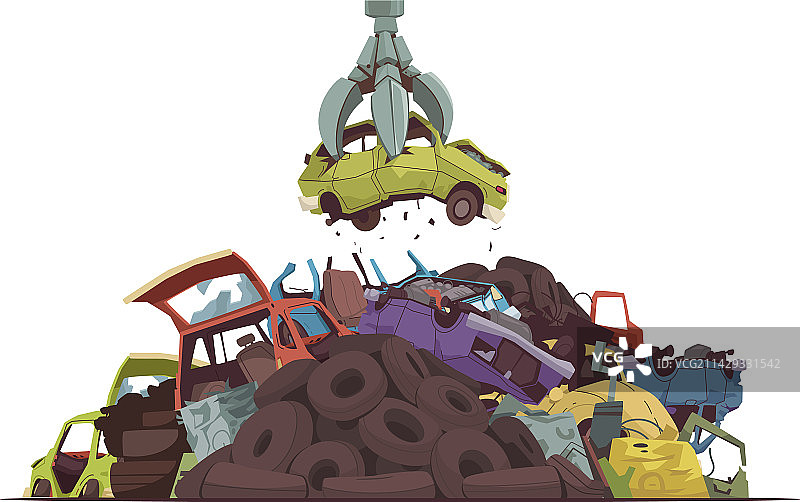 卡通汽车垃圾场图片素材