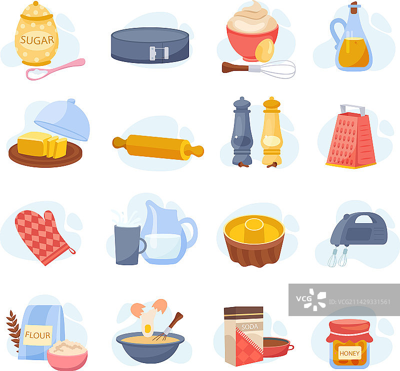 烘焙原料扁平组合图片素材