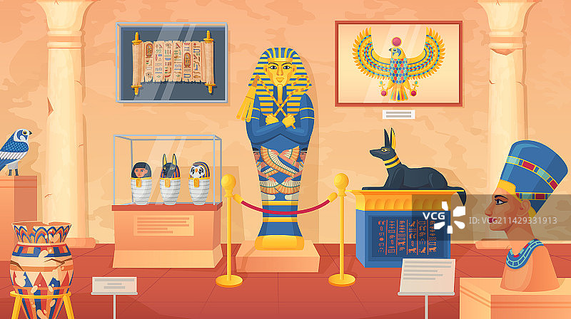 埃及博物馆埃及女神雕像和法老图片素材