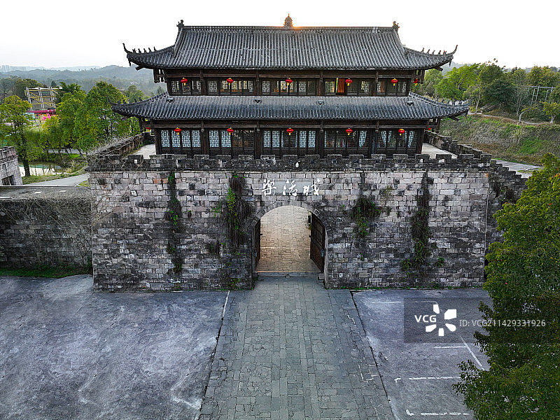 四川省广安市协兴生态文化旅游园区乐活城航拍图片素材