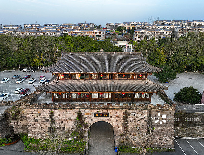 四川省广安市协兴生态文化旅游园区乐活城航拍图片素材