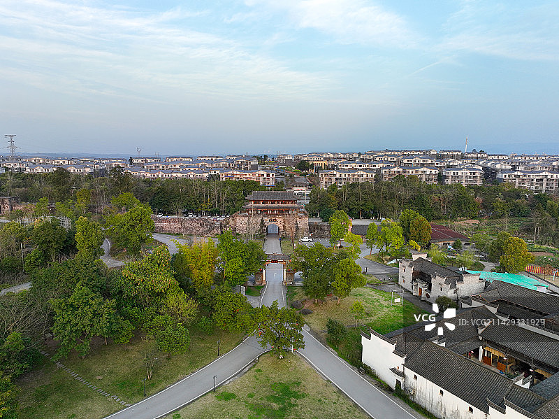 四川省广安市协兴生态文化旅游园区乐活城航拍图片素材