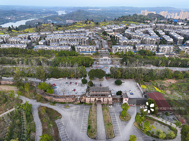 四川省广安市协兴生态文化旅游园区乐活城航拍图片素材