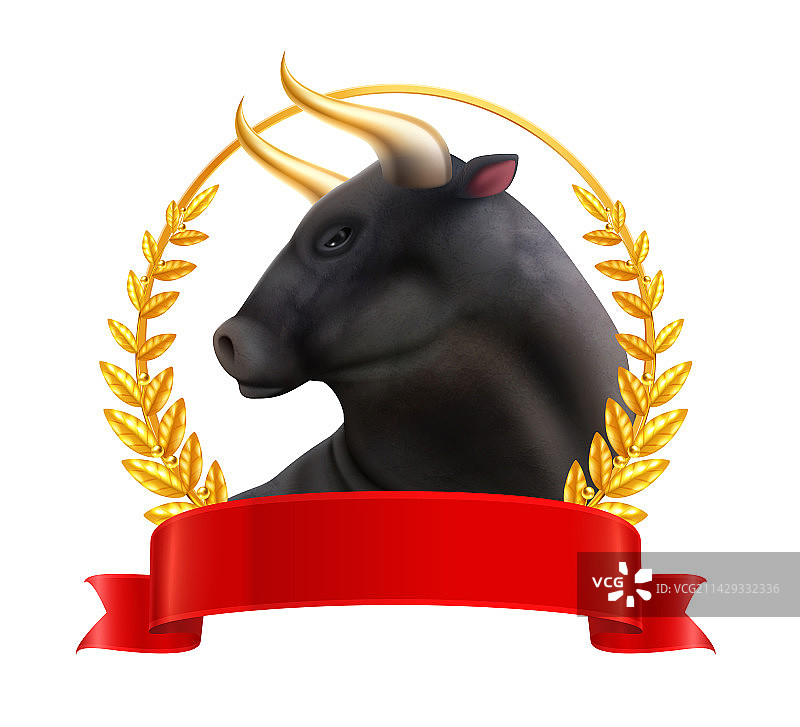 彩色逼真公牛概念图片素材