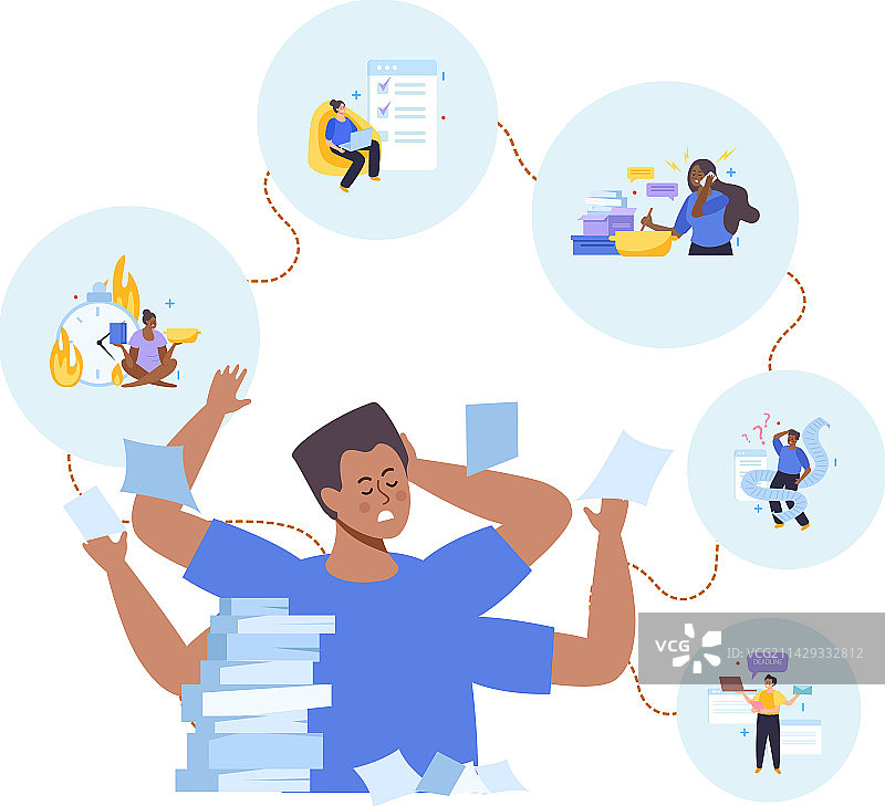 多任务人员扁平设计概念图片素材