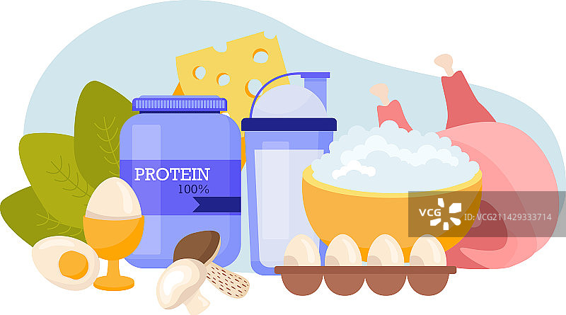 运动营养品扁平组合图片素材