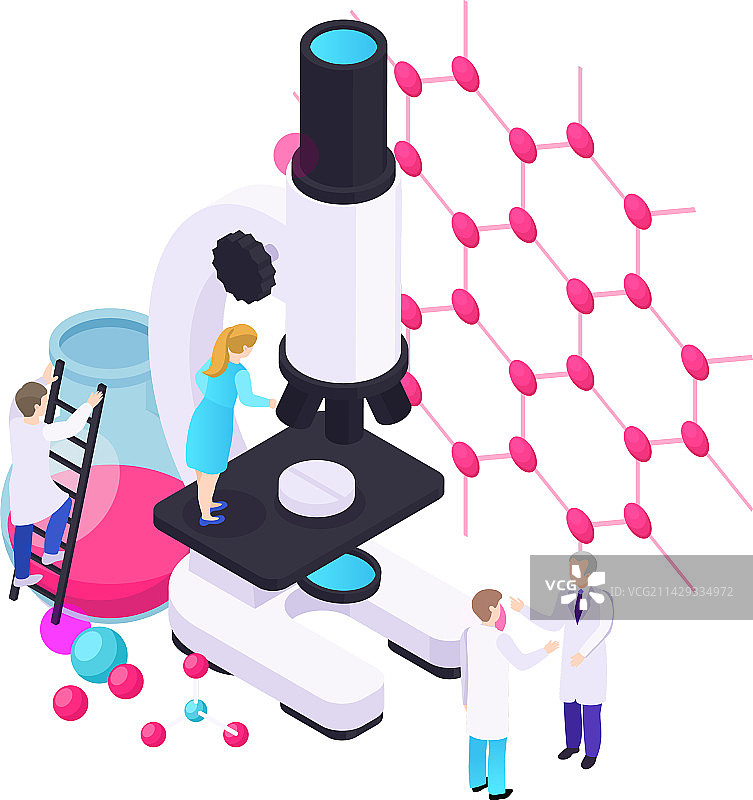 显微镜科学家2.5D组合图片素材