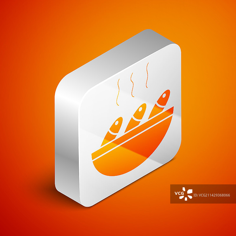 2.5D鱼汤图标（橙色背景，已隔离）图片素材