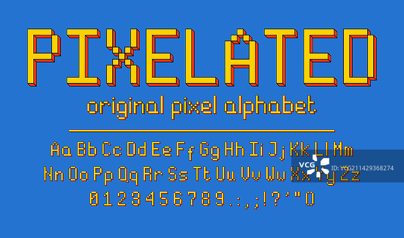 旧视频游戏风格的复古字母像素画图片素材