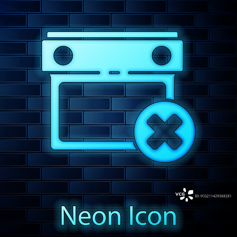 隔离的发光霓虹日历删除日期图标图片素材