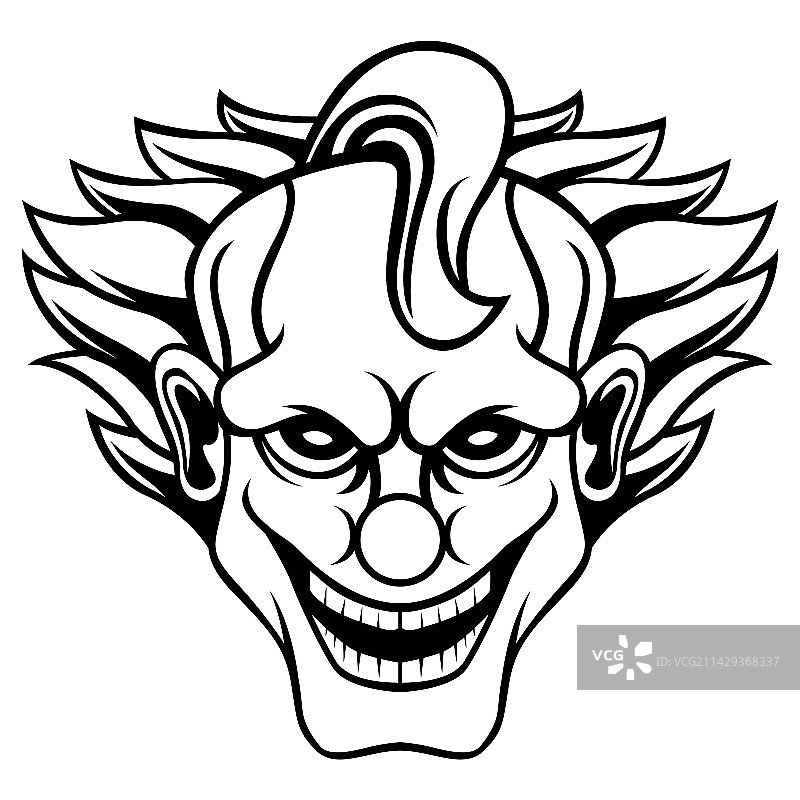 小丑头像黑白Logo设计吉祥物图片素材