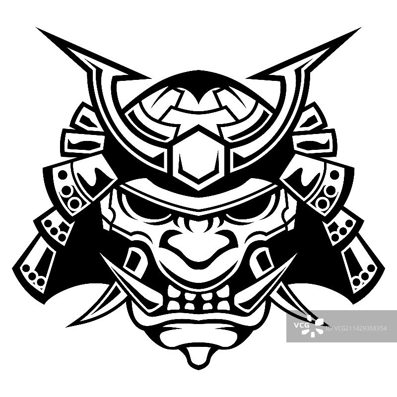 武士的黑白恶魔面具图片素材