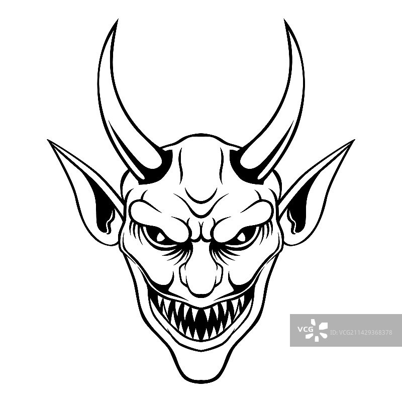 恶魔头像恶魔吉祥物Logo设计图片素材