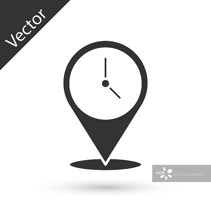 白色背景上的带时钟的位置图标图片素材