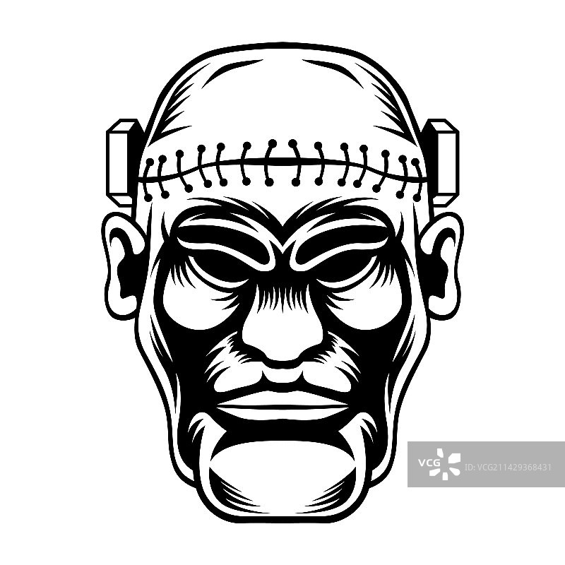 科学怪人头像吉祥物标志设计图片素材