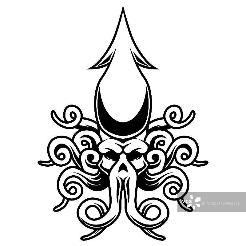 章鱼黑白logo吉祥物设计图片素材