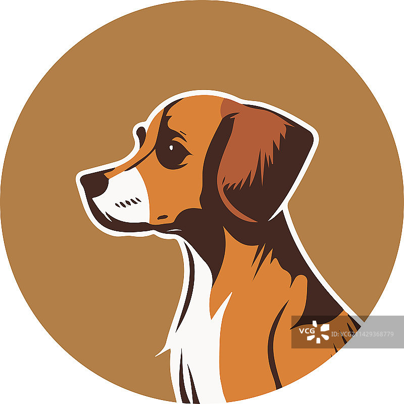 小狗头图标扁平风格卡通狗脸图片素材