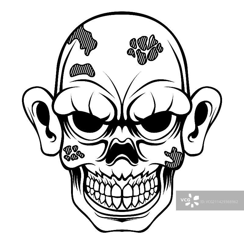 黑白僵尸吉祥物绘画图片素材