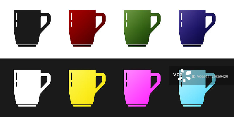 黑色和白色背景上的咖啡杯图标图片素材