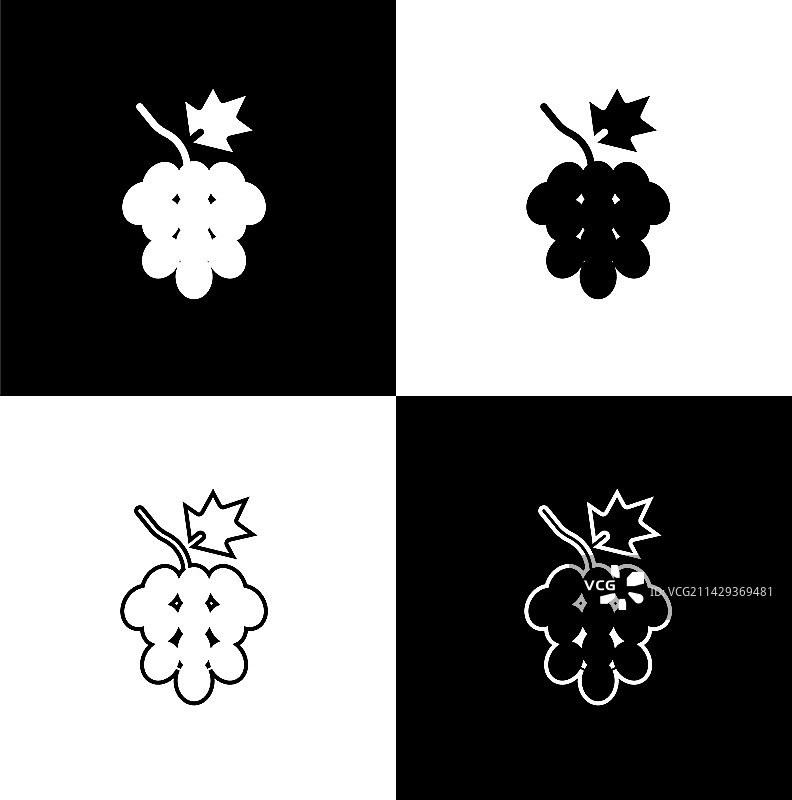 黑白葡萄图标图片素材