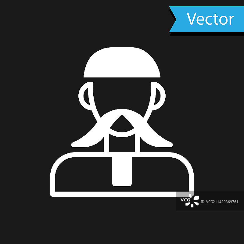 黑色背景上的白色乌克兰哥萨克图标图片素材